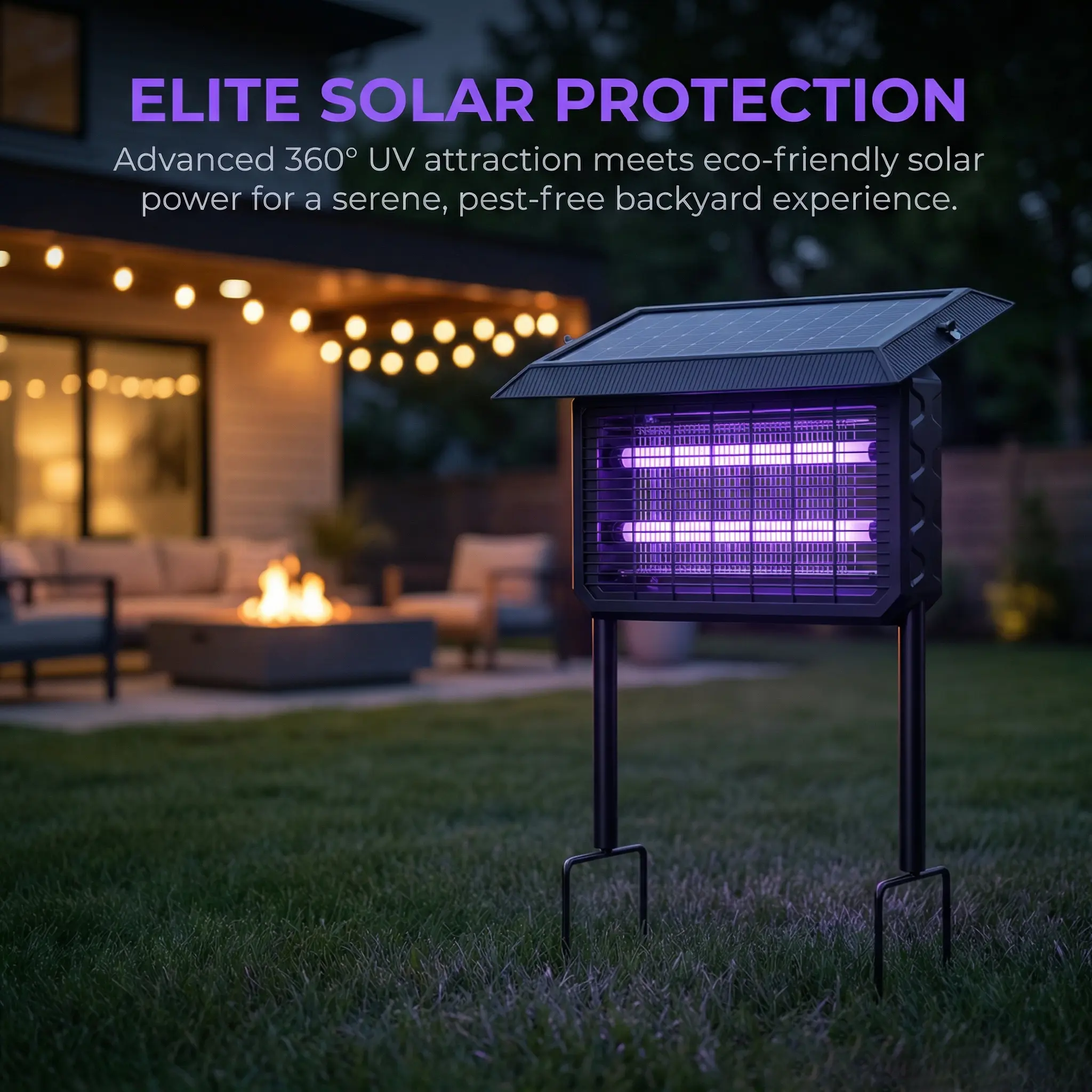 Solar Bug Zapper Outdoor, 8000mAh Battery, 5000V Electric Mosquito & Fly Killer, Detachable Solar Panel, Waterproof UV Insect Trap Lamp for Indoor & Outdoor Patio, Garden & Camping Use
