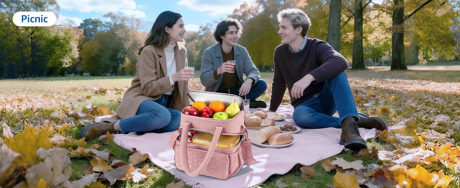 9L Lunch Bag - Double Deck Insulated, Quilted Puffer Tote, Leakproof, Durable & Reusable, Perfect for Work, Picnic, Travel & Meal Prep