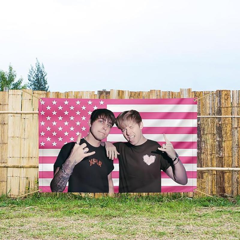 Sam And Colby 3X5 Ft Pink American Funny Flag With 4 Grommets College Dormitory Decoration Outdoor Party Courtyard Decoration