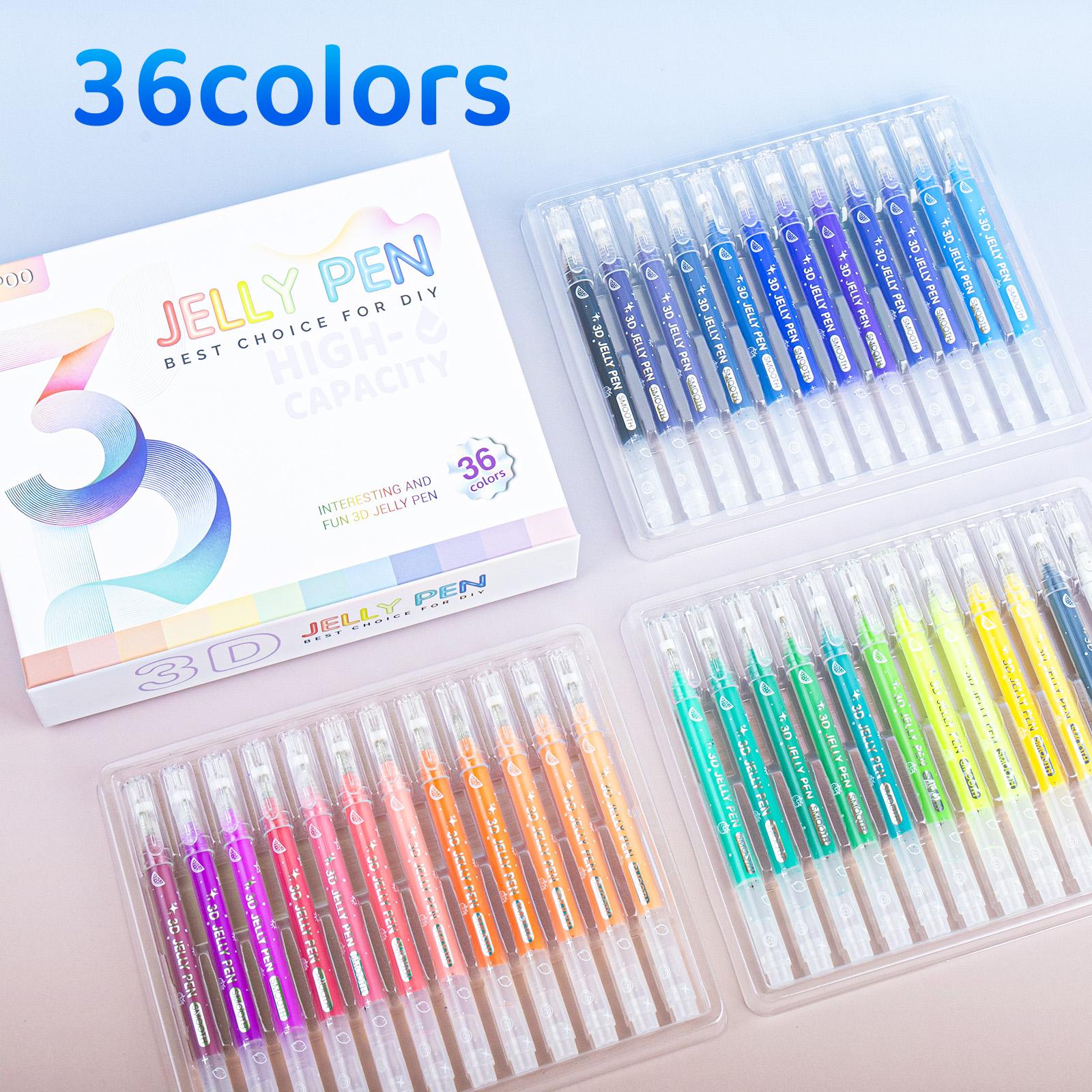 3D Jelly Pen Set, 36 Colors of Glossy Jelly-Effect 3D Gel Pens, Assorted Colors Gel Ink Pens for Painting, Drawing and DIY Coloring, Crafts, Scrapbooking, Bullet Journal, Card Making, Photo Album, Drawing, Writing