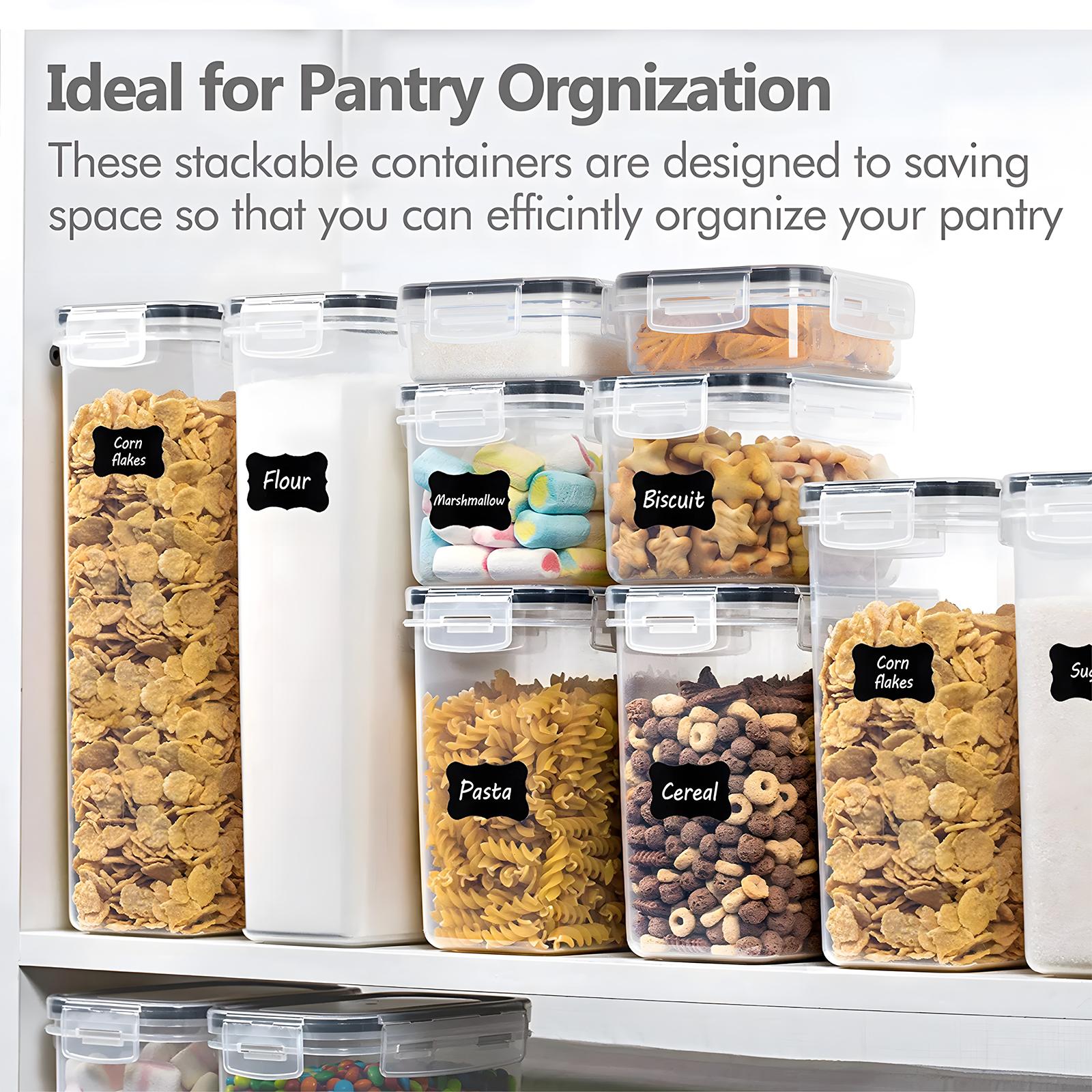 30/60 Airtight Food Storage Container Set (15/30 Lids & 15/30 Jars), BPA-Free Plastic Kitchenware for Storing Grains, Flour, and Sugar, Ideal Pantry Kitchen Organization Tool, Reusable Labels & Marker, Ason Jars