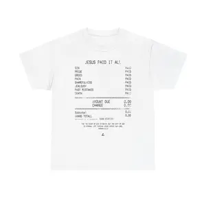 JESUS PAID IT ALL TEE - DISTRESSED LETTERING Cotton Shirt Classic Classic Festive Tropical