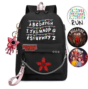 Stranger Things Chain USB School Bag Travel Backpack