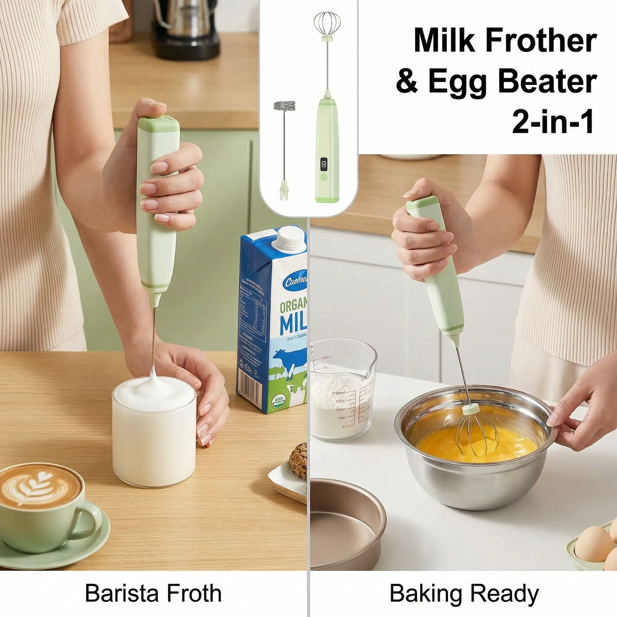 WitLoop Powerful Cordless Milk Frother Hand Mixer for Coffee - Compact Rechargeable Automatic High-Speed Handheld Stirrer Mixer, Ergonomic Handle, Food-Safe Stainless Steel Detachable Blades, Easy-to-Clean Wand, Compact Rechargeable Automatic Hand Mixers