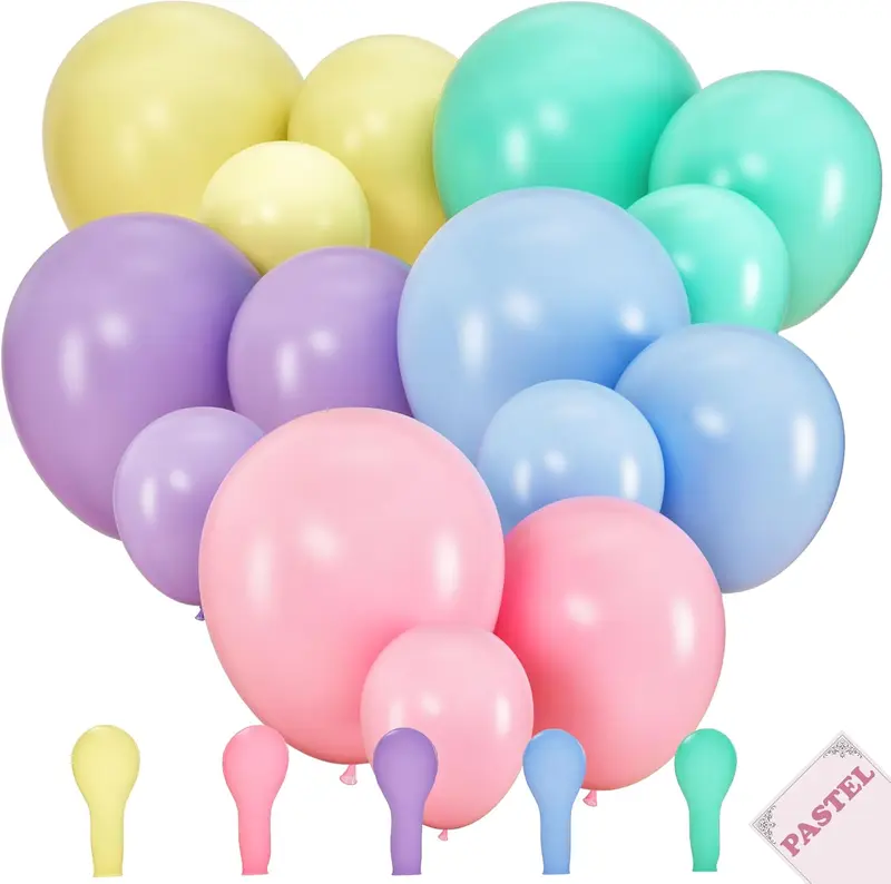 50Pack 10 Inch Pastel Balloons Thick Mixed Color Balloon, MultiColored Macaron Mixed Color Latex Balloons for Birthday Wedding Reception Engaged Baby Bridal Gift Party Decorations