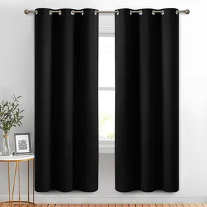 Lux Decor Blackout Curtains (2 Panels) - Solid Thermal Insulated, Soundproof, Heavy-Duty, Cold-Proof Grommet Drapes - Noise Reduction Cozy Window Curtains for Living Room & Bedroom - Drapery Style Lightweight Curtains
