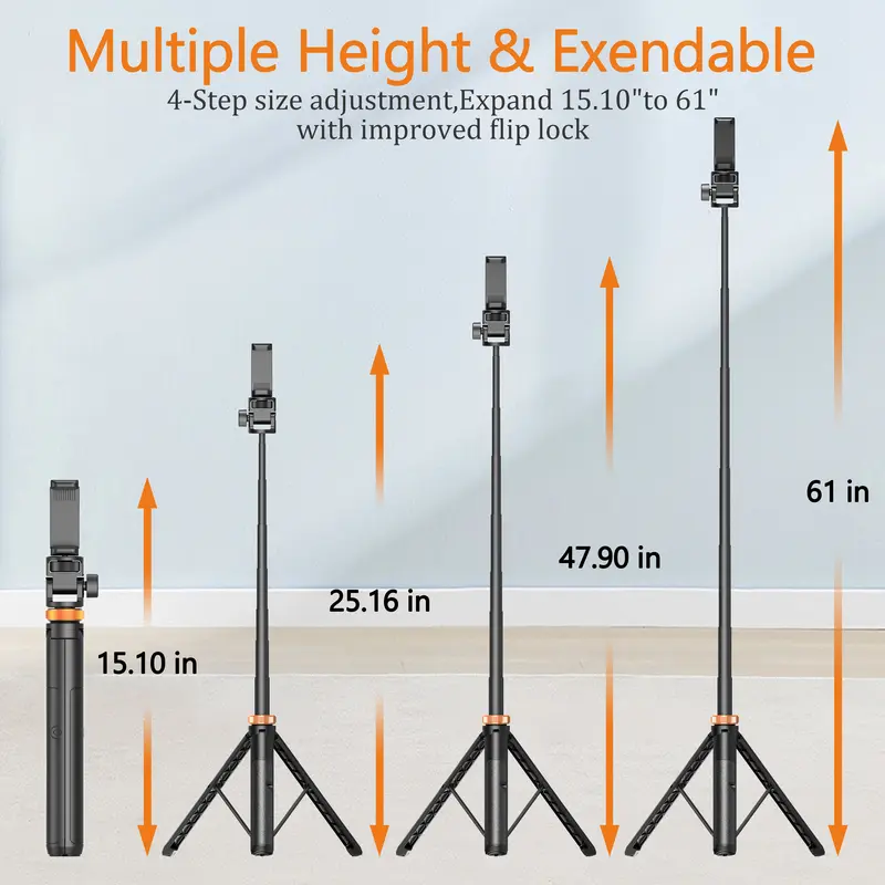 Product Introduction of 61" Phone Tripod for iPhone/Android & Selfie Stick with Remote, Upgraded Stand, Compatible with iPhone 16/15/14/13, Travel-Friendly & Stable 7