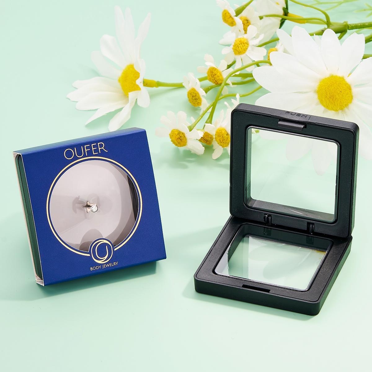 Oufer 16G Threadless Push Pin Star Heart Flat Back Bezel CZ Cartilage Nose Lip Stud Earring