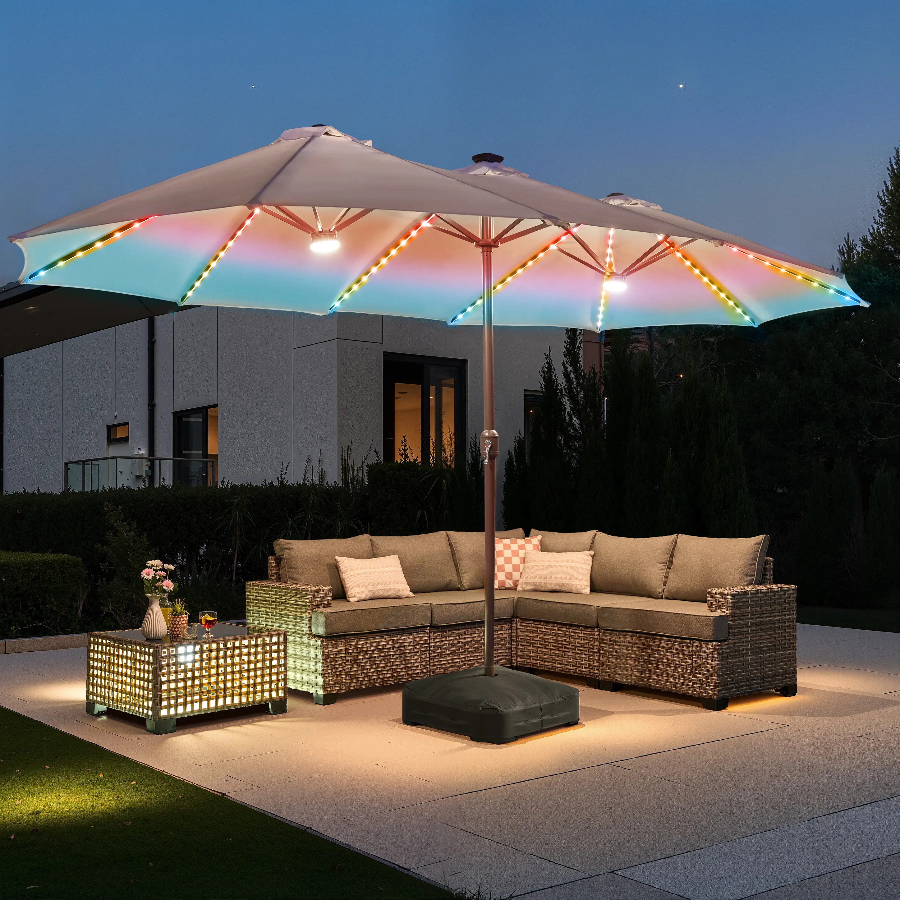 Beige | RGB Lighted Umbrella