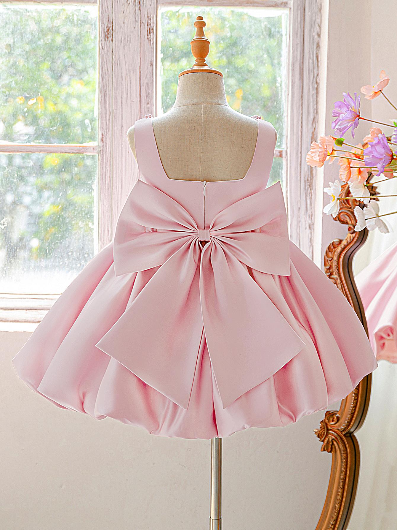 6030 Girls beautiful flower bud fashionable and popular dress Barbie pink popular dress skirt high-end elegant design pearl decoration