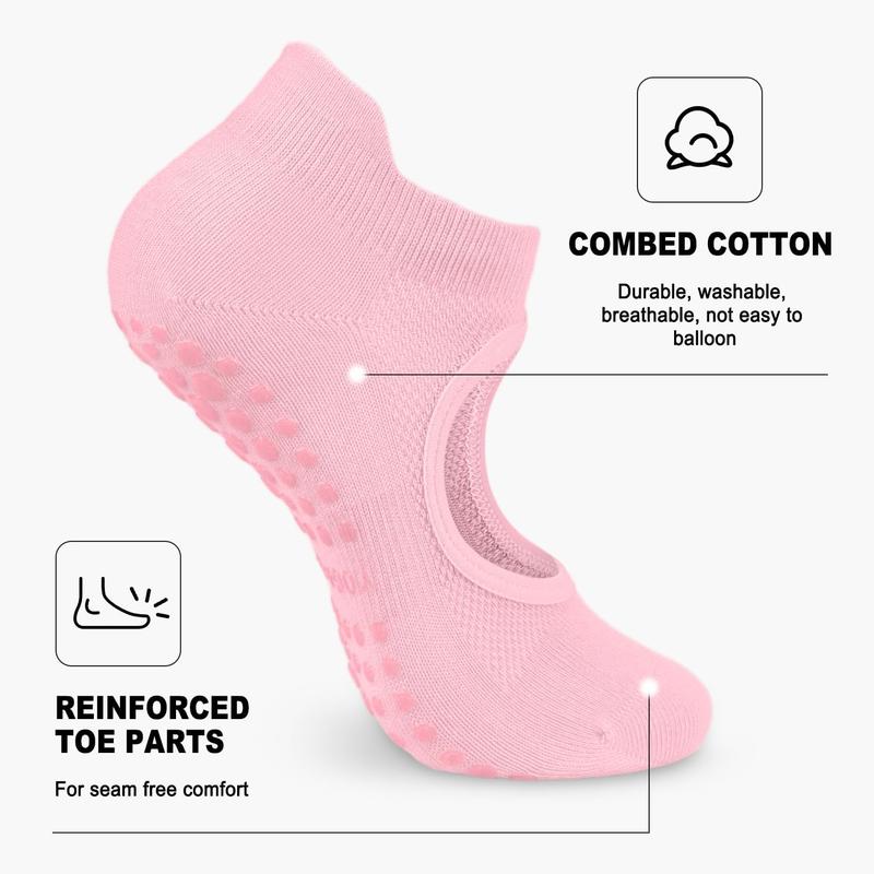 5 Pairs Pilates Socks Yoga Socks with Grips for Women Non Slip, Pilates, Workout, Pure Barre, Ballet, Dance, Hospital Socks Womenswear