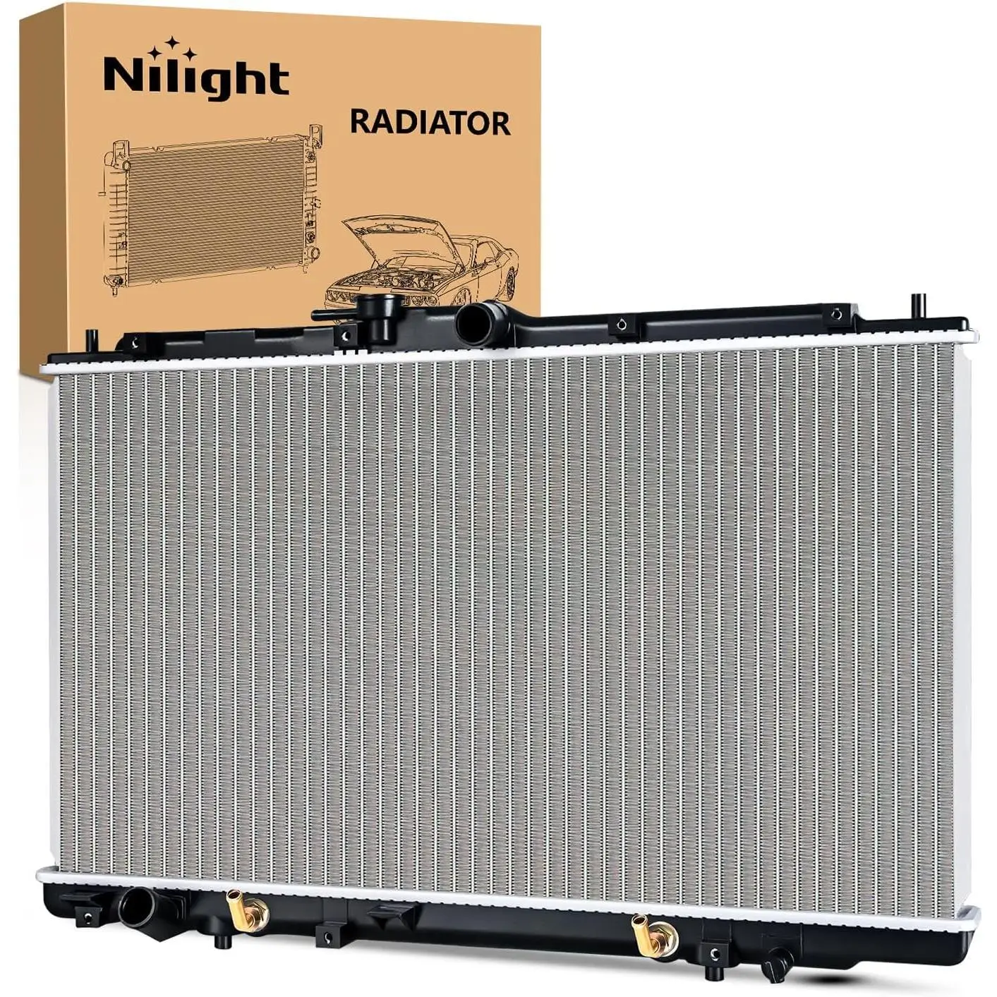 Nilight 1x New Complete Aluminum Core Radiator Unit - Leak Tested, Precision Fins, High Pressure Seal, Boiling Point Boost for Honda Accord 1998-2002, Acura 1999-2001 V6 3.0L/3.2L Automatic Transmission Cooling System, Acrylonitrile Butadienestyrene