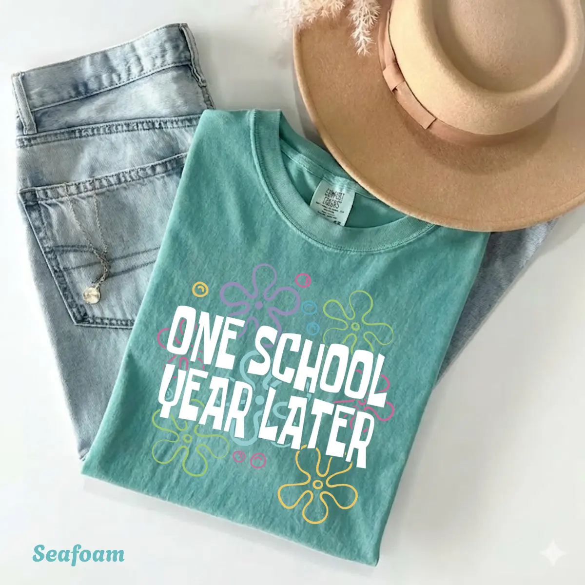 Comfort Colors One School Year Later End of Year Teacher Shirt, Playful Funny Last Day of School Teacher Shirt, Aesthetic Teacher Summer Schools Out For Summer Tee, Trendy Oversized Teacher Appreciation Gift
