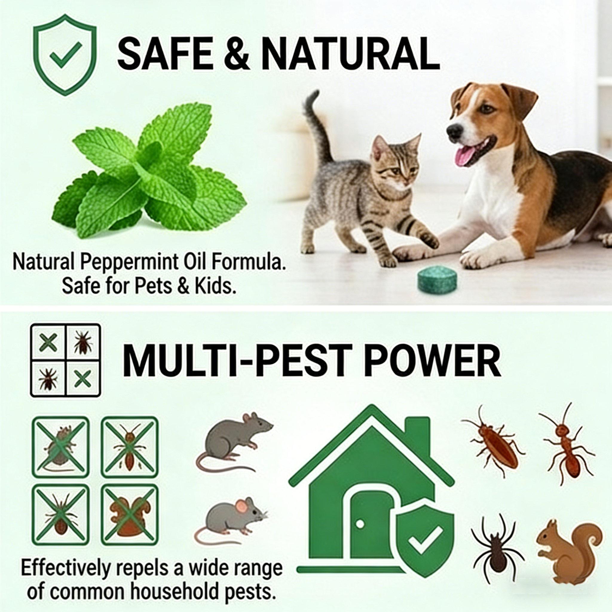 12 - Pack Popular & Trusted Peppermint Oil Mouse Repellent! Fast - acting, all - in - one formula powerfully and safely deters rats, mice, ants & more. Eco - friendly, cost - effective,and user - friendly.Long - lasting
