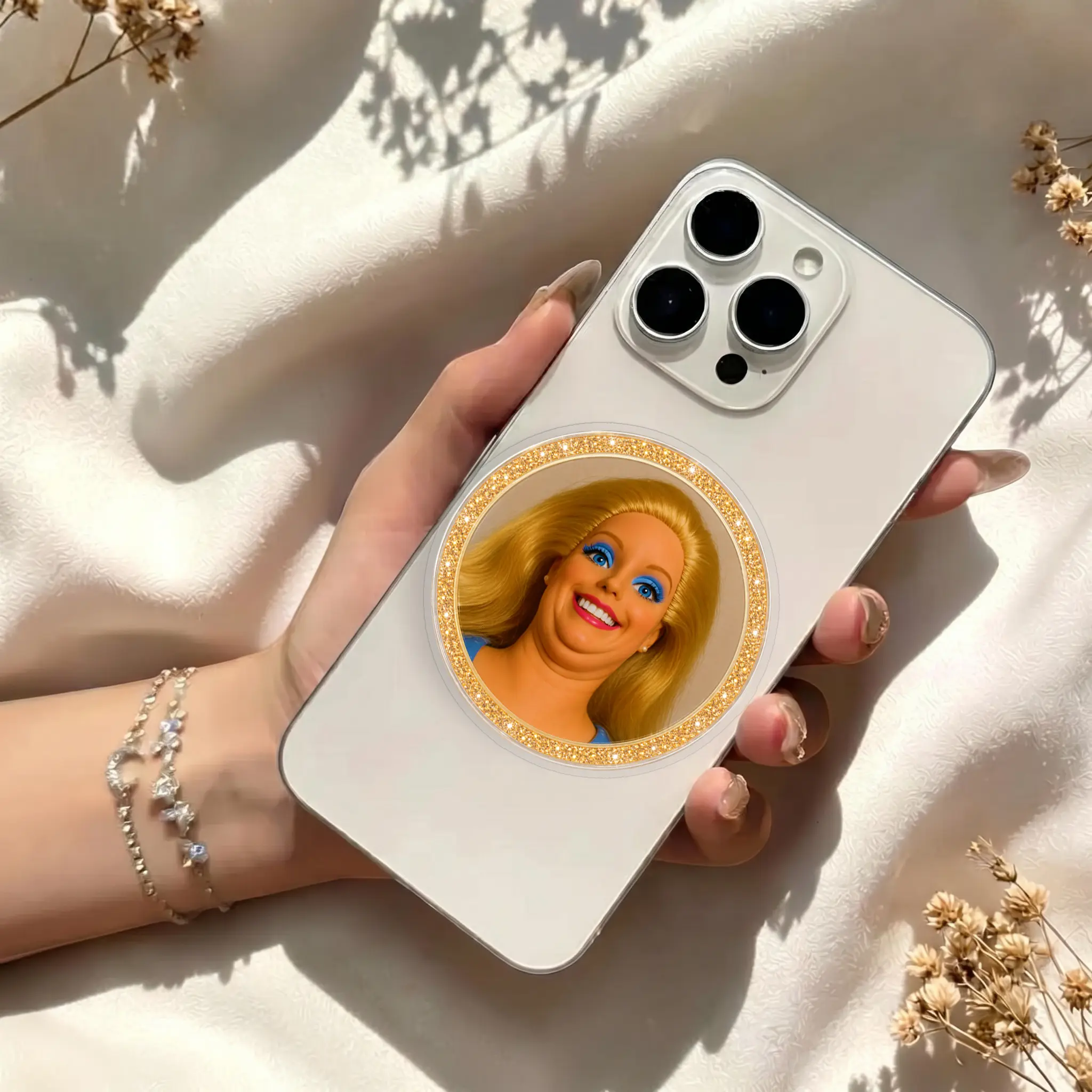 Funny Fashion Doll Magnetic Phone Grip, Meme Doll MagSafe Phone Holder, Cute Humorous Phone Accessory
