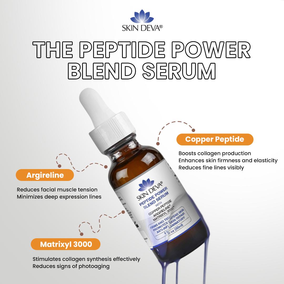 Peptide Power Blend Serum - Copper Peptide Anti-Aging Facial Serum | Tighten Lift Hydrate & Plump All Skin Types | Reduce Fine Line & Wrinkles  Nourishing  Smoother Comfort Skincare