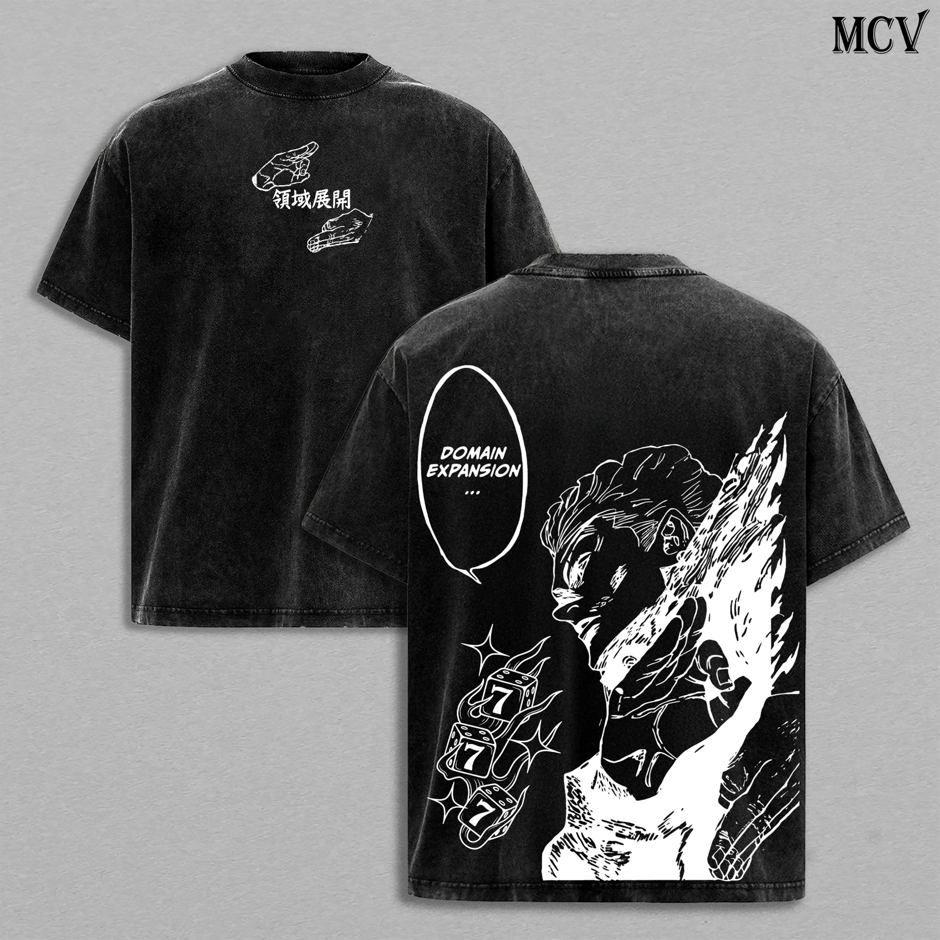 Hakari Kinji Jujutsu Kaisen Tee Washed - Vintage Washed Heavy Cotton Oversized Anime Manga T-Shirt & Hoodie, Double Printed Retro Unisex Streetwear Graphic Top, Private Pure Love Train Domain Expansion Edition, Culling Game Fighter