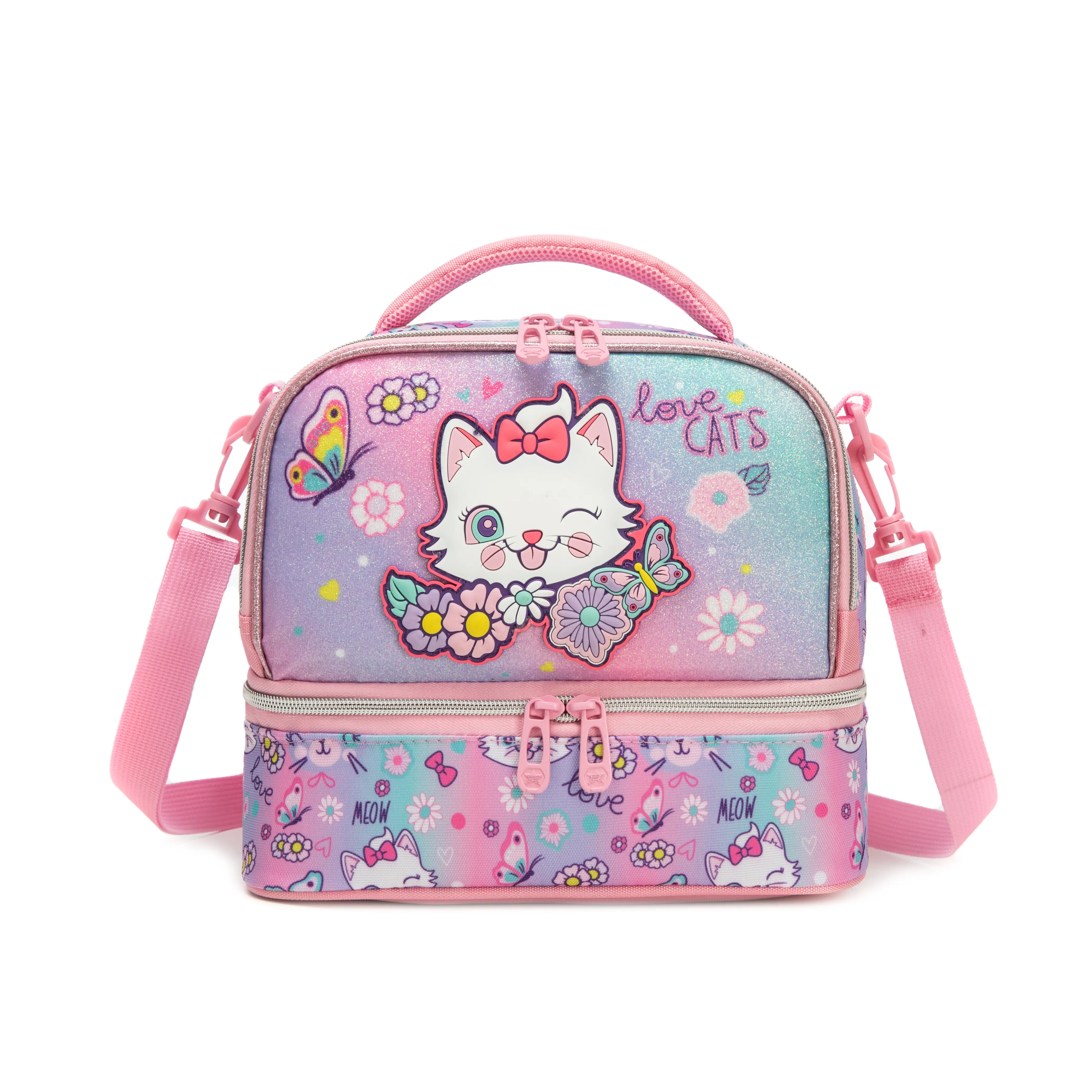 Kids' Cute Kawaii Cartoon Polyester Insulated Lunch Cooler Bag - Easy to Carry, Easy to Clean, Valentine's Day Gift for Girls, Lunch Box Backpack, Crossbody/Shoulder Bag
