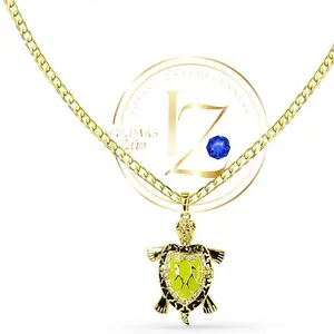 COD2022. Green turtle pendant with a Cuban chain 3 mm wide