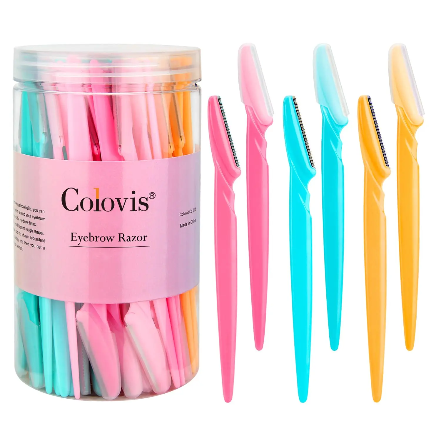 66pcs/set Eyebrow Razor Set, Eyebrow Styling Kit, Stainless Steel Eyebrow Shaping Tool with Safety Cover, Facial Hair Trimmers, Eyebrow Trimmers, Facial Hair Removal Tool for Women & Men,  Makeup Cosmetic Tool