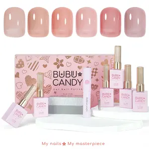 BUBU CANDY 6pcs 15ml Gel Nail Polish Lazy Life UVLED Lamp Required Non-Toxic Vegan NailArt Set forCuticles  Xmas Newyear manicure gift artistry  nails glex Manicures Valentine's Day Gift 2026 Spring New Products