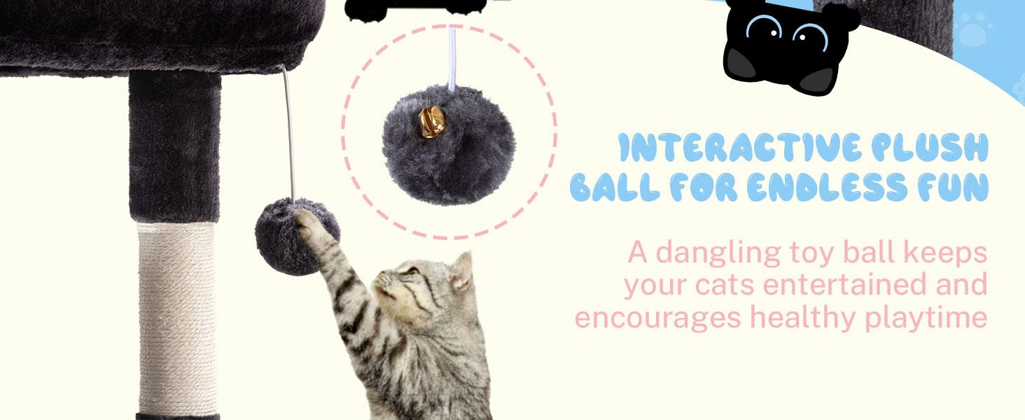 HOOMIC 29-Inch Cat Tree Tower with Large Perch, Cozy Condo & Sisal Scratching Posts. Multi-Level Activity Center for Indoor Cats, Space-Saving Stable Pet Furniture in Pink/Beige/Dark Blue/Grey