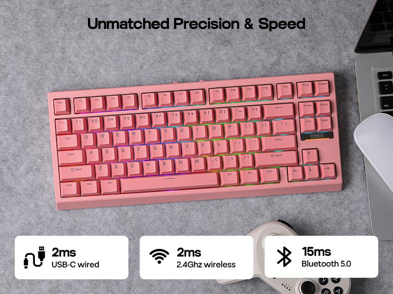 EPOMAKER G84 80% Gasket QMK/VIA Custom Mechanical Keyboard with Hot-Swappable Keys RGB Backlit Shine-Through PBT Keycaps Tri-Mode 2.4Ghz/BT/Type-C thocky creamykeyboards desk accessories keyboards for gaming creamy keyboard