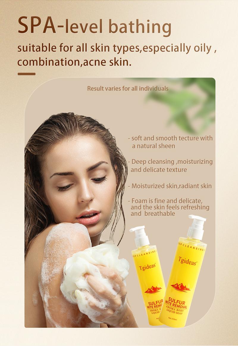 Buy 1-Get 1 Free! Tgideas Sulfur Body Wash - Deep Oil Control + Anti-Itch and Anti-Acne | Plant-Based & pH Balanced | 72-Hour Refreshing Fragrance | Fights Breakouts, Oiliness, and Odor