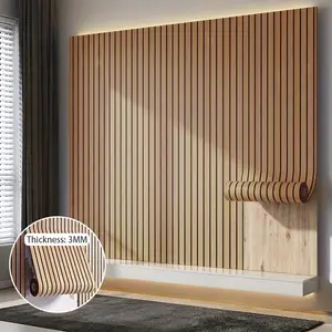 Self-adhesive 3D Wood Grain Wallpaper with Grid Pattern, Faux Wood Paneling Effect Premium Contact Paper for Living Room Feature Walls, Bedroom, Kitchen Cabinets, Hallway