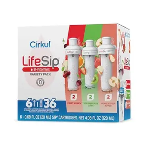 Cirkul LifeSip B-Vitamins Flavor Water Variety Pack, Makes 36 Drinks, No Sugar, Zero Calorie Drink Mix, (2 Fruit Punch, 2 Strawberry Kiwi, 2 Honeycrisp Apple)