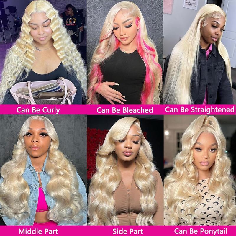 Anyweek 613 Lace Front Wig Human Hair Body Wave Blonde Wig 13x4 HD Transparent Lace Frontal Wigs Pre Plucked Glueless Wigs for Women