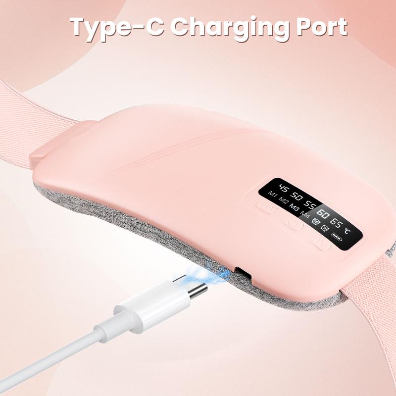 Menstrual Heating Pad Smart Uterus Warmer Belt Cordless Electric Waist Belt with 5 Heat Levels 4 Massage Modes for Menstrual Relief & Abdominal Massage lumbar massager vibration portable pada warm palace Pad and Vibrating Massager cramps