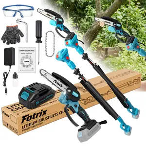 Fotrix 21V Cordless Pole Chainsaw 3-in-1 Brushless Electric Chainsaw for Tree Trimming & Branch Cutting Lightweight Telescopic Design for Effortless Garden Care wireless pruning upgraded copper motor chainsaw