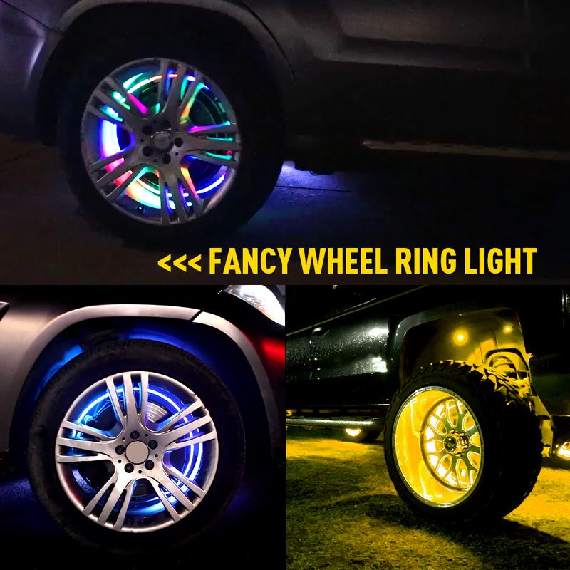 AUXITO 17.5" RGB & Chasing Three Flow Row LED Wheel Ring Rim Lights For Truck Car set AUXITO 17.5" RGB & Chasing Three Flow Row LED Wheel Ring Rim Lights For Truck Car set