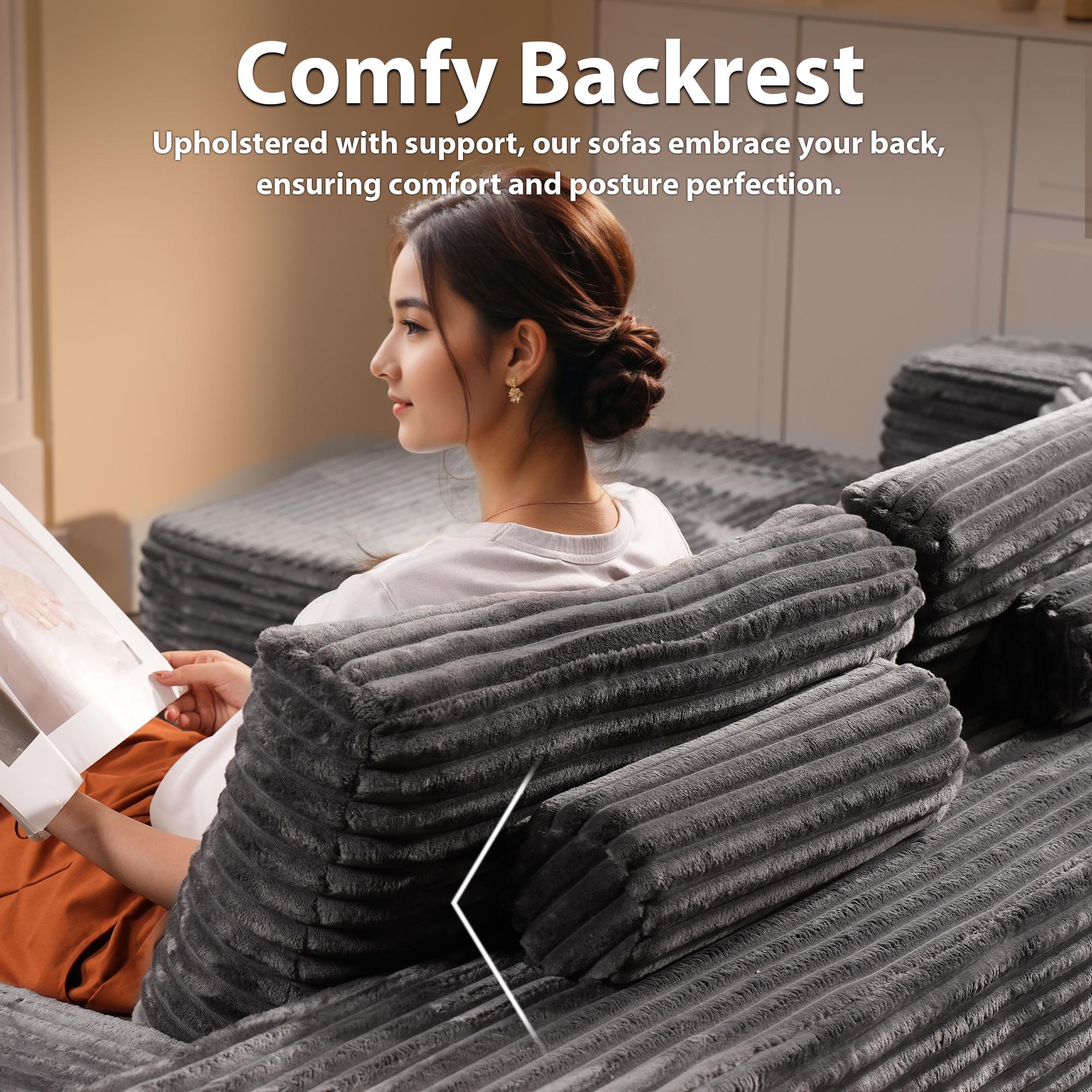 Oversized Viral Cloud Couch U Shape Boneless Sectional Sofa,Oversize Modern Modular Sofa with Deep Seat, Upholstered Couches for Living Room Bedroom,No Assembly Required, Free Combination,Plush Corduroy Fabric