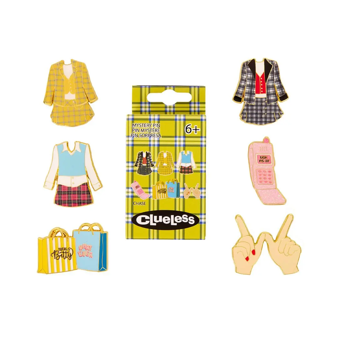 Loungefly Paramount Clueless 30th Anniversary Inspired Mystery Box Pin - Fashion Accessory for Collar Clip & Brooch Enthusiasts, Compatible with Shopping Bags, Film, Collectibles, Cell Phone, Casual Wear, Iconic Outfits, Mystery Pins, Enamel Metal, Unisex