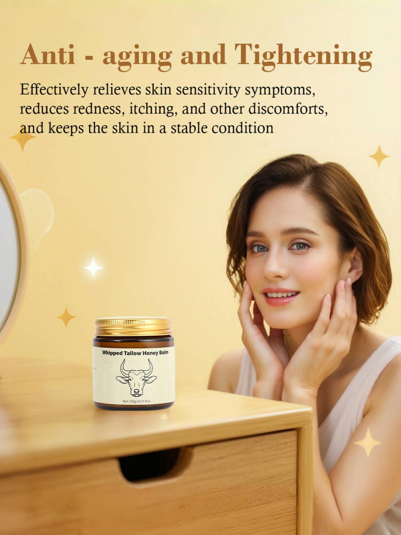 Lopeie Whipped Grass-Fed Beef Tallow Honey Balm - 4 Oz,Moisturizing Cream for Soft, Smooth Skin - Handmade All-Natural Moisturizer - Lavender,hydrating, comfort, moisture boost cream, luminous firming cream, body care, hydrating dry skin