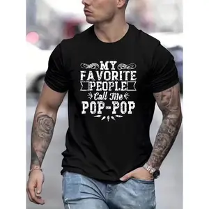 Pop-pop Print T Shirt, Tees For Men, Casual Short Sleeve T-shirt For Summer