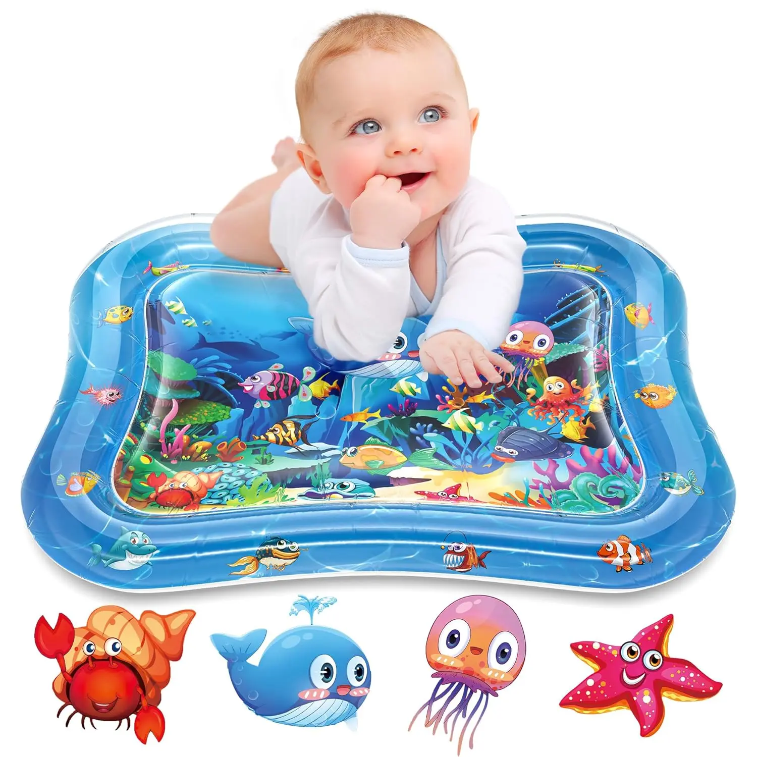 Inflatable Tummy Time Mat Premium Baby Water Play Mat for Infants and Toddlers Baby Toys for 3 to 24 Months, Strengthen Your Baby's Muscles, Portable