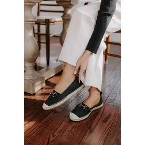 The Ellie Espadrille Flat in Black