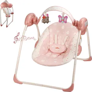 Baby Swings for Infants, Tiny Marvels Portable Swing with Adaptable Speed, Music, Removable-Toy-Bar, Foldable Infant Swing for Indoor and Outdoor Use, 0-9 Months 6-20 lbs Sensory