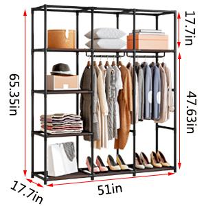 Portable Closet Organizer - Heavy Duty Metal Hanging Rack with Durable Non-Woven Fabric| Space Saving Wardrobe Storage Solution for Bedroom/Closet| Foldable & Adjustable (White/Black) Portable Closet Organizer - Heavy Duty Metal Hanging Rack with Durable Non-Woven Fabric| Space Saving Wardrobe Storage Solution for Bedroom/Closet| Foldable & Adjustable (White/Black)