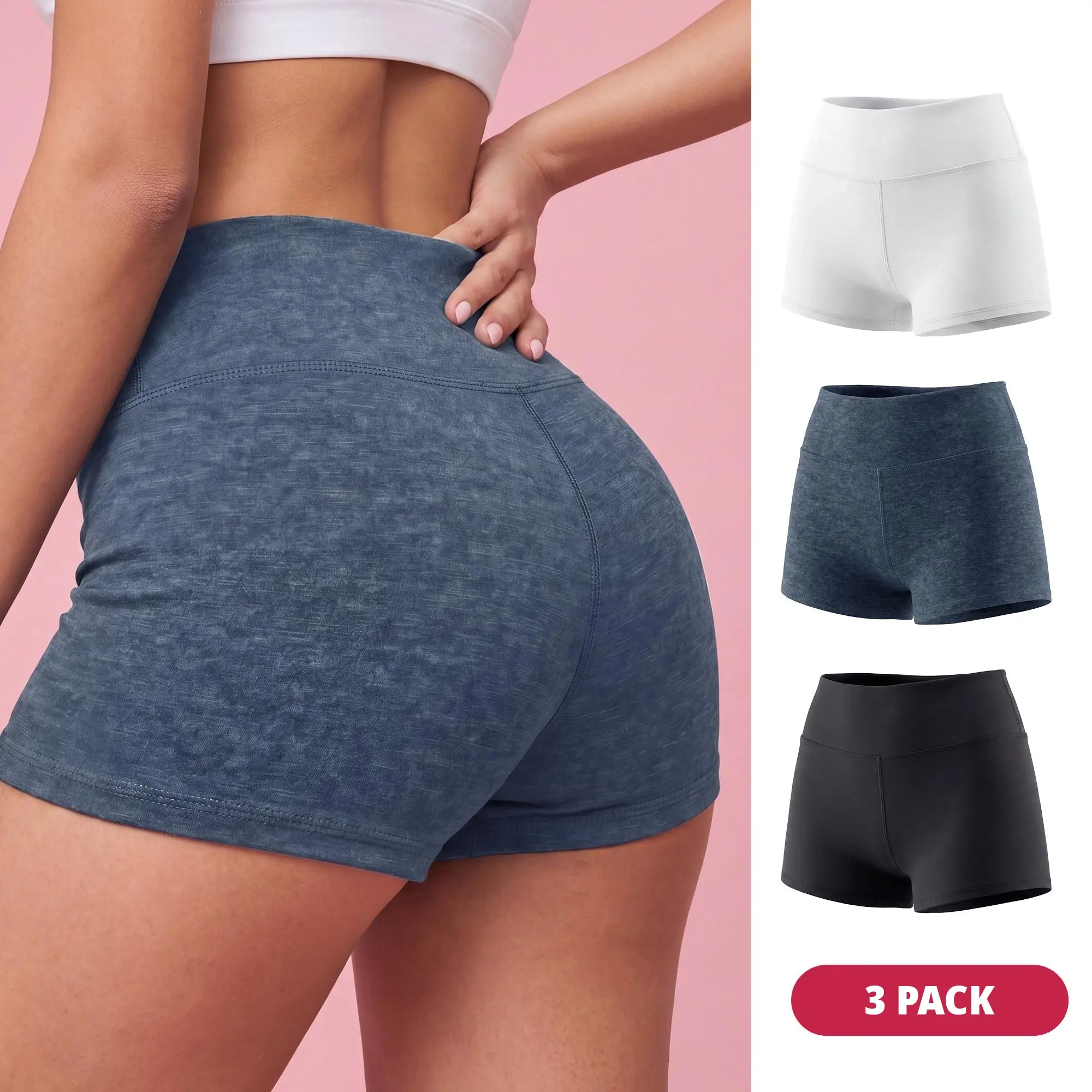 SHOWITTY Womens 3 Pack High Waisted Biker Shorts – Tummy Control Workout Shorts, Lightweight Stretch Yoga Shorts for Summer #tiktokshopsummersale