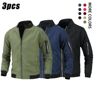 Men's Spring & Autumn Stand Collar Flight Jacket - Available in Various Colors; Features Ribbed Cuffs & Zipper Front Closure; Perfect for Teens & Adults, Makes a Great Gift for Boyfriends or Husbands.Suitable for heavy sweating, the loose design is suitab