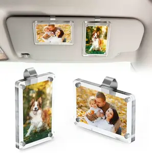 Magnetic 2-Pack Vertical Car Sun Visor Photo Frame Clips | Acrylic Snap Clips – Universal Fit for All Cars | Holds 3.5x2.3 Inch Photos | Random Color | DIY Customizable Car Decor | Perfect Gift for Couples, Family & Pet Memorabilia Carstuff
