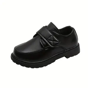 New children's black soft-soled school single shoes boys
