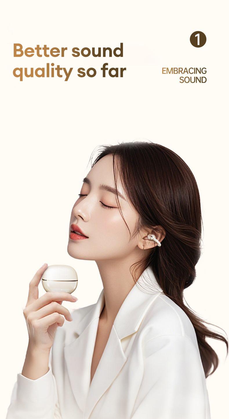 PAXA Earclip C7 Clip-on Design Wireless Earphones, Upgraded Panoramic Sound Headset, Comfortable Wearing & IPX5 Waterproof Sports Earbuds for Work, Fitness