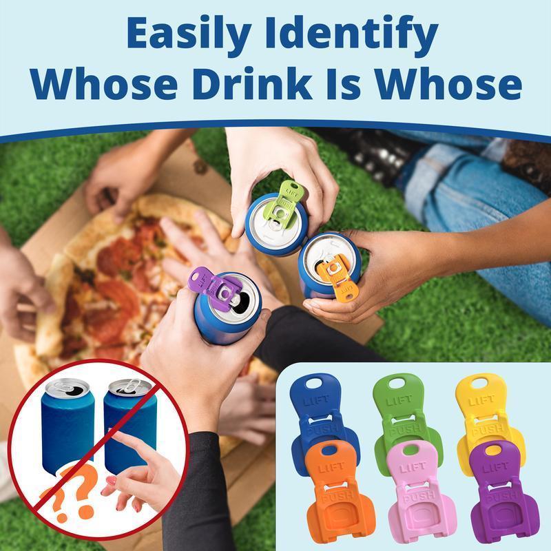 Avantgrub Complete Cover Easy Tab Opener 6PK Beverage Barricade 2.0 Colorful Drink Can Protector Cap for Soda Beer Coke Shields Bugs Bees Dust at Party BBQ Beach Kitchen