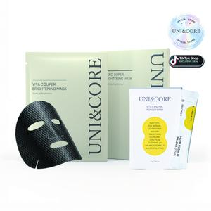 [UNI&CORE] Glow Skincare Kit - VITA C Brightening Mask & Cleansing Powder - Hydrate & Moisture for Radiant Skin - K-Beauty Routine