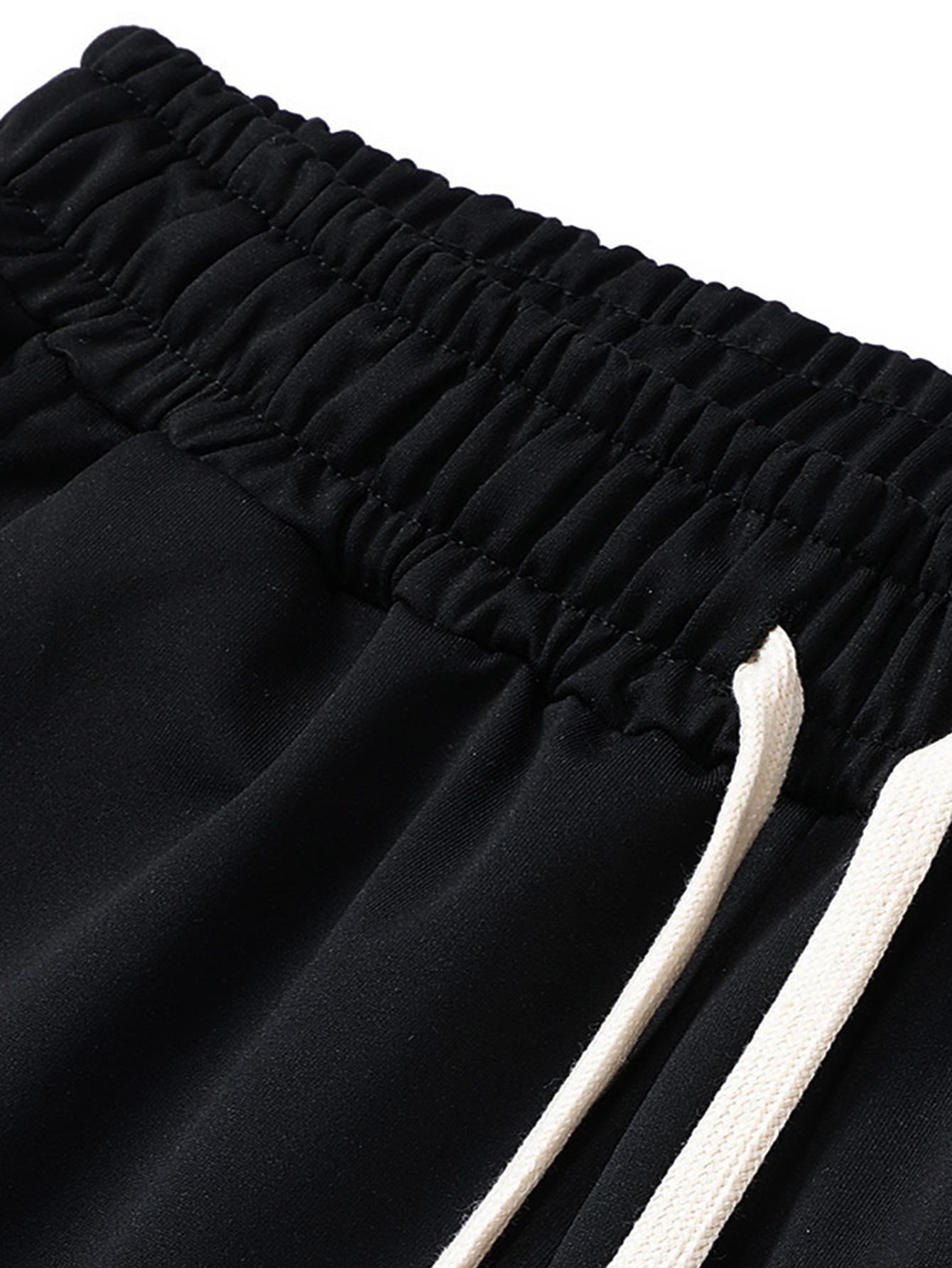 Men's Paris letter pattern colorful striped print bomber jacket with elastic waistband jogger pants two-piece set suitable for spring and autumn casual outdoor daily wear